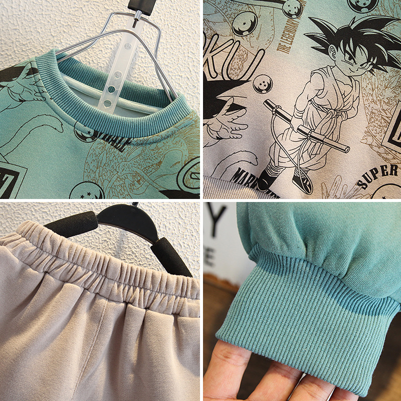 5953 Traje de otoño para niños 2025 Nuevo suéter falso de dos piezas para niños Primavera y otoño Traje de dos piezas deportivo para niños