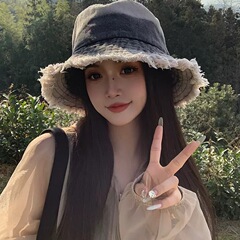 2025 新しい日本のレトロなカウボーイ漁師の帽子女性の夏の大きな頭のサイズのバケツ帽子古い日よけと日焼け止め