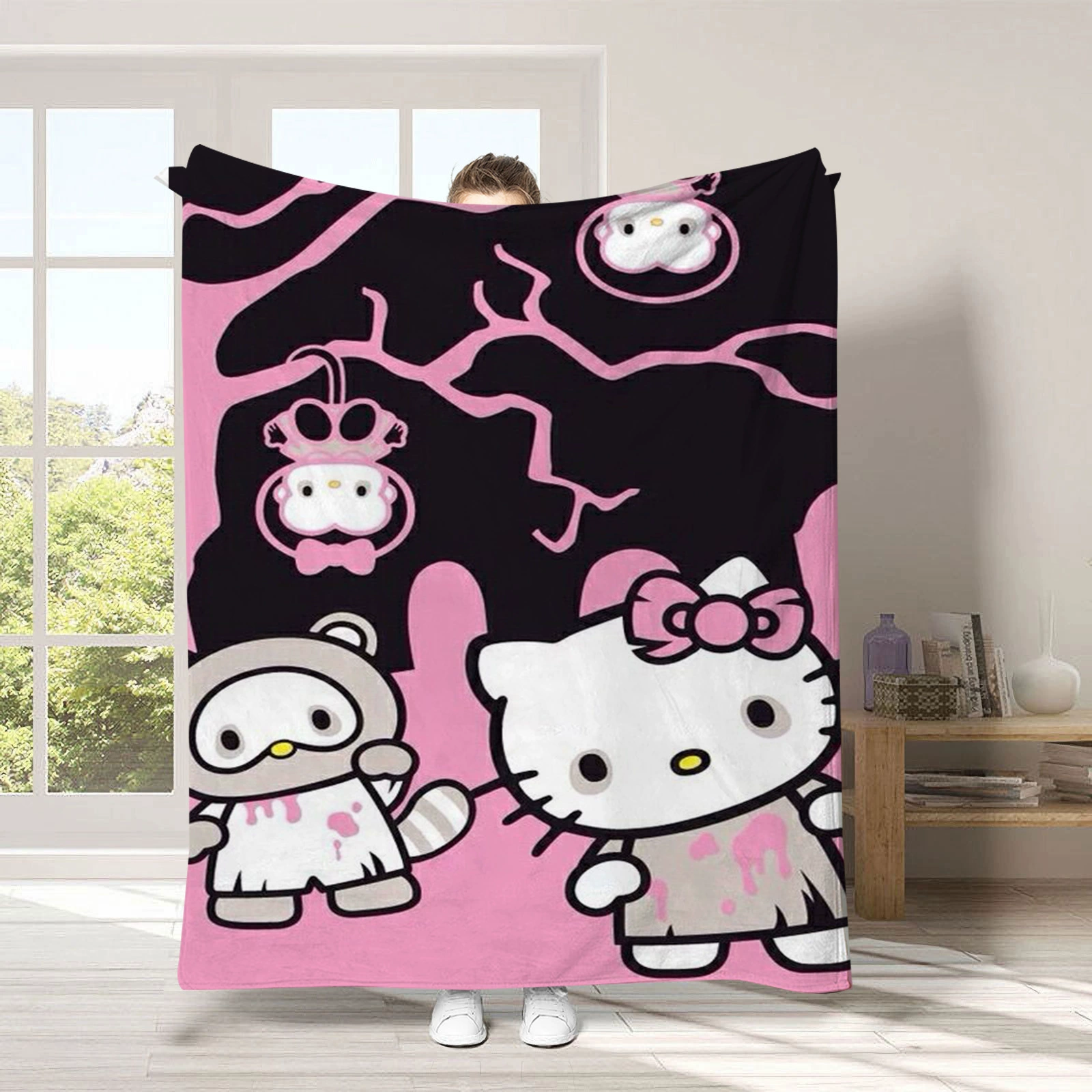 Hello kitty, детское одеяло для сна, диван для сна, хэллоуин, увеличенная толщина, (跨境贸易)