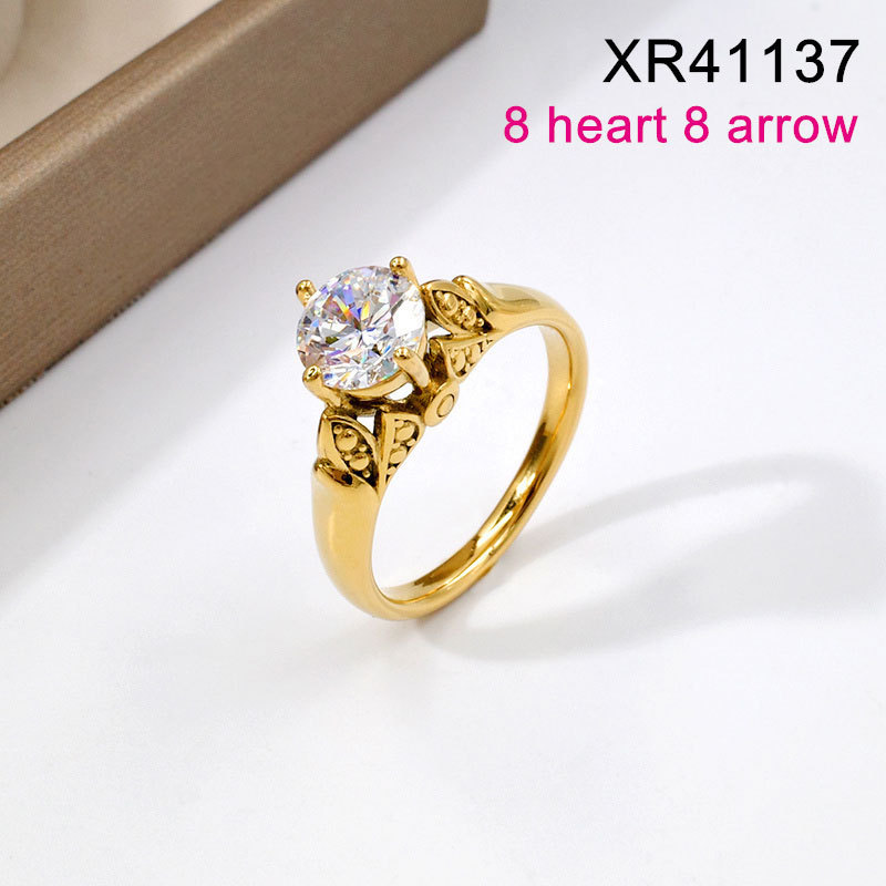 经典时尚OL订婚钛钢戒指四爪闪耀AAA锆石铸造戒指女欧美跨境热卖|undefined