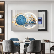 北欧轻奢电表箱装饰画带钟表新款弱电箱遮挡时钟免打孔开关盒挂画