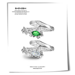 韓版小眾設計感個性冷淡風蛇形斯萊特林肌理感鑲鑽開口食指戒指女