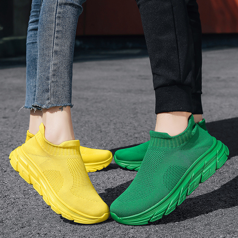 Couple's Lightweight Sneakers With Breathable Mesh Upper, Slip-Resistant Socks, Thick Soles - Unisex Casual Athletic Shoes_voghion.com