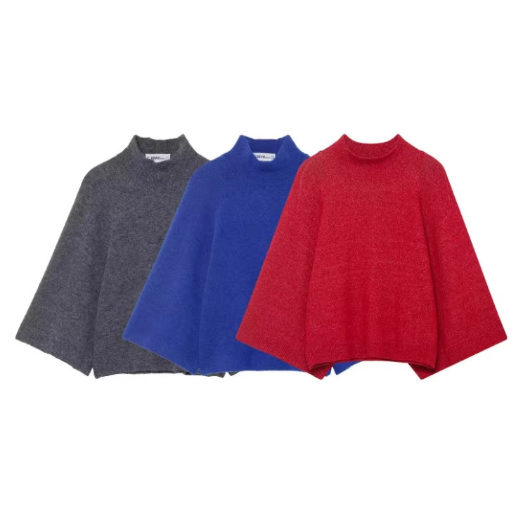 Cross-Border European and American Aliexpress Popular Fashionable Casual Wide-Sleeved Sweaters