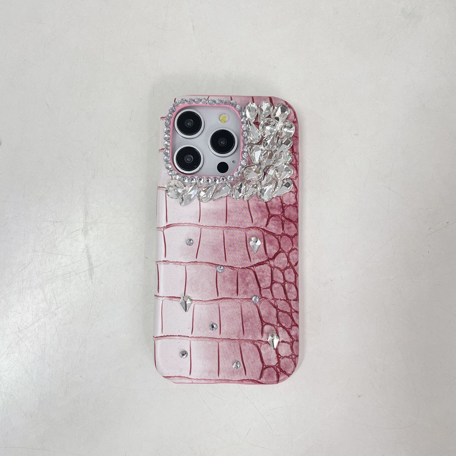 Ốp lưng điện thoại nửa cứng vân cá sấu pha lê lấp lánh cho iPhone 7-15 — Màu xanh quân đội kim cương lấp lánh, Hoa violet kim cương lấp lánh, Hồng lấp lánh, Xanh denim kim cương lấp lánh chi tiết 13