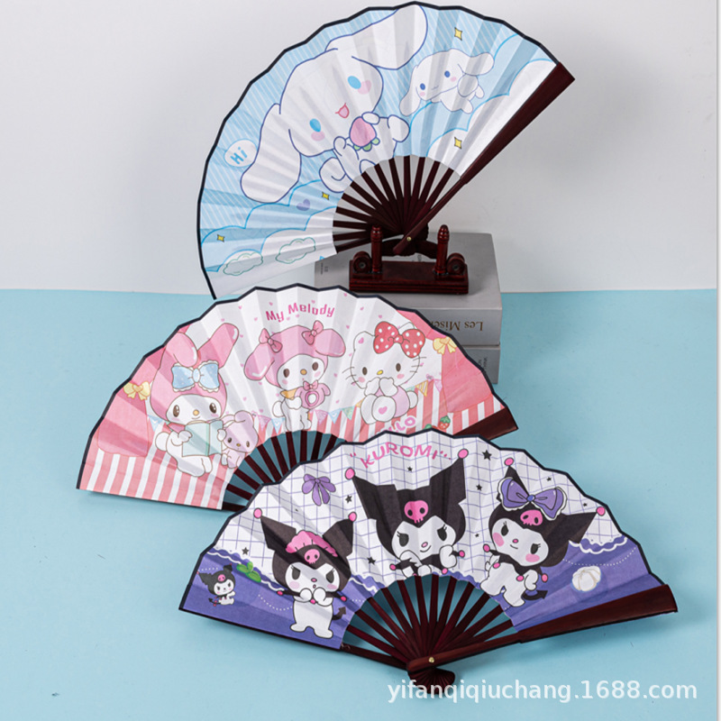 Abanico de tela de seda King Glory de 8 pulgadas Embalaje independiente Nezha El futuro es como un slam dunk Sanrio Anime Cartoon