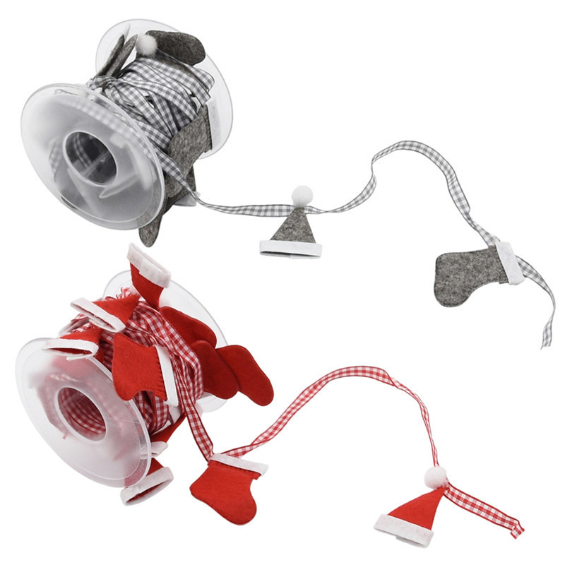 Transfronterizo nueva decoración navideña hecha a mano banda de tejido DIY no tejida calcetines navideños sombreros navideños accesorios banda