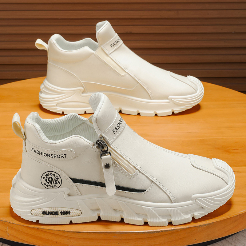 Zapatos de hombre de otoño zapatos de protección laboral de alto nivel para hombre deportes casuales antideslizantes y desgaste zapatos blancos cortos casuales botas Martin para hombre