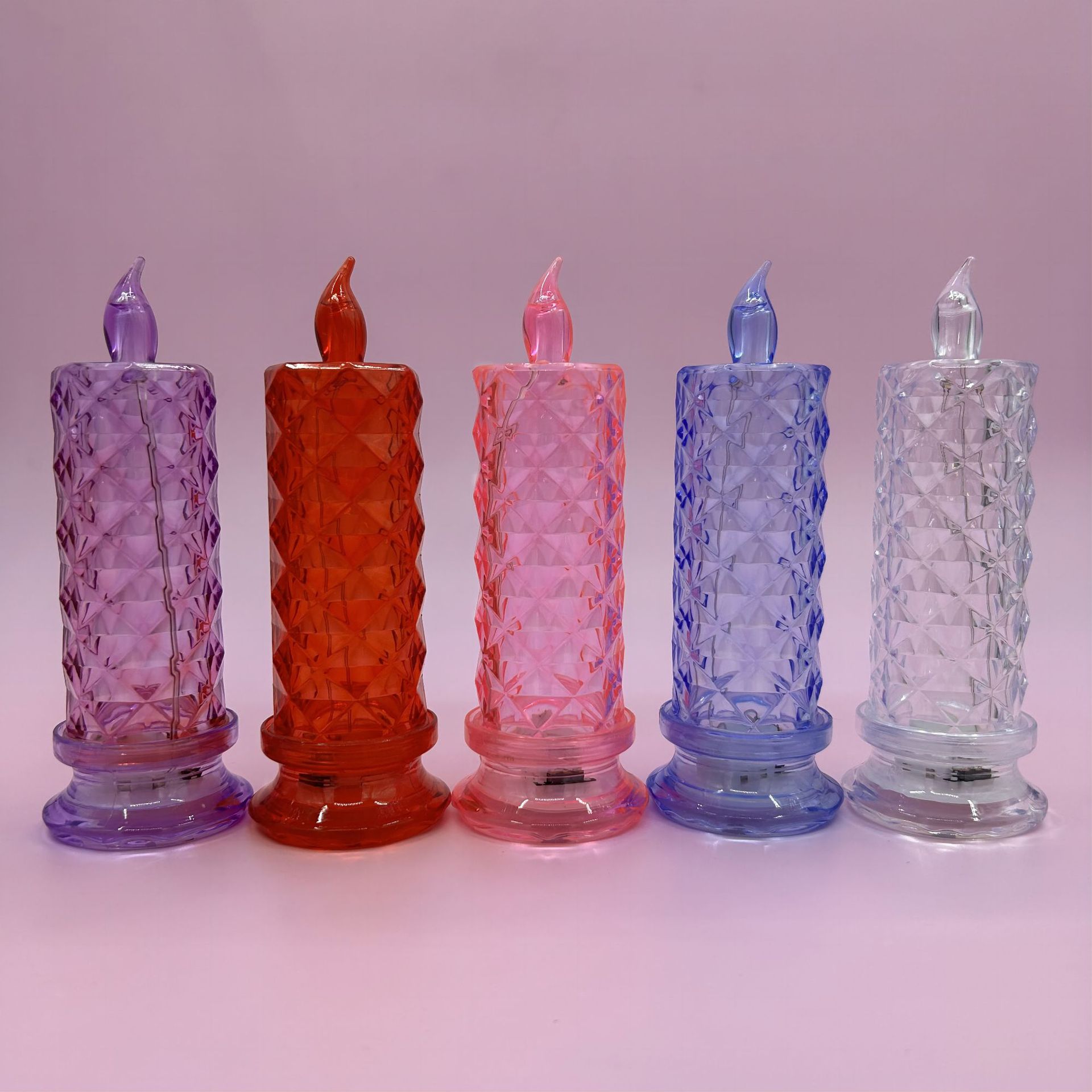 Directo de fábrica Rosa patrón plástico LED vela electrónica luz cumpleaños boda lámpara cristal lugar diseño props