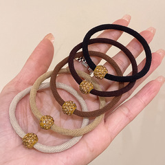 Korean-style luxe feng shui diamond hair tie rope for wholesale, premium-feel hair accessories—small elastic bands for women, hair-tying leather wraps, and hair ropes for ladies.