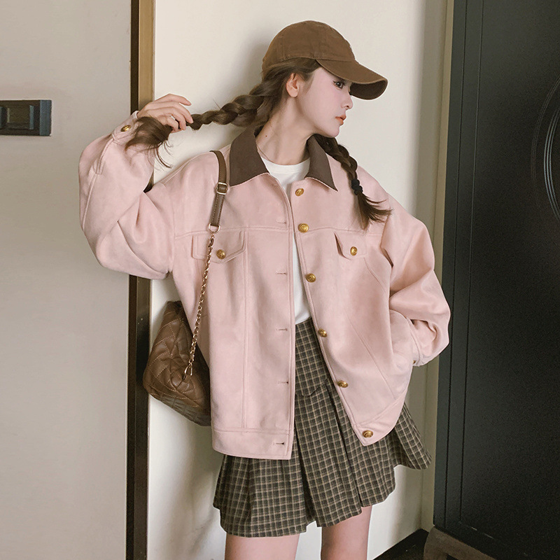 ピンクのコートの女性春秋の新型の韓系学院の風の甘い年齢のカジュアルなジャケットのカーディガン|undefined