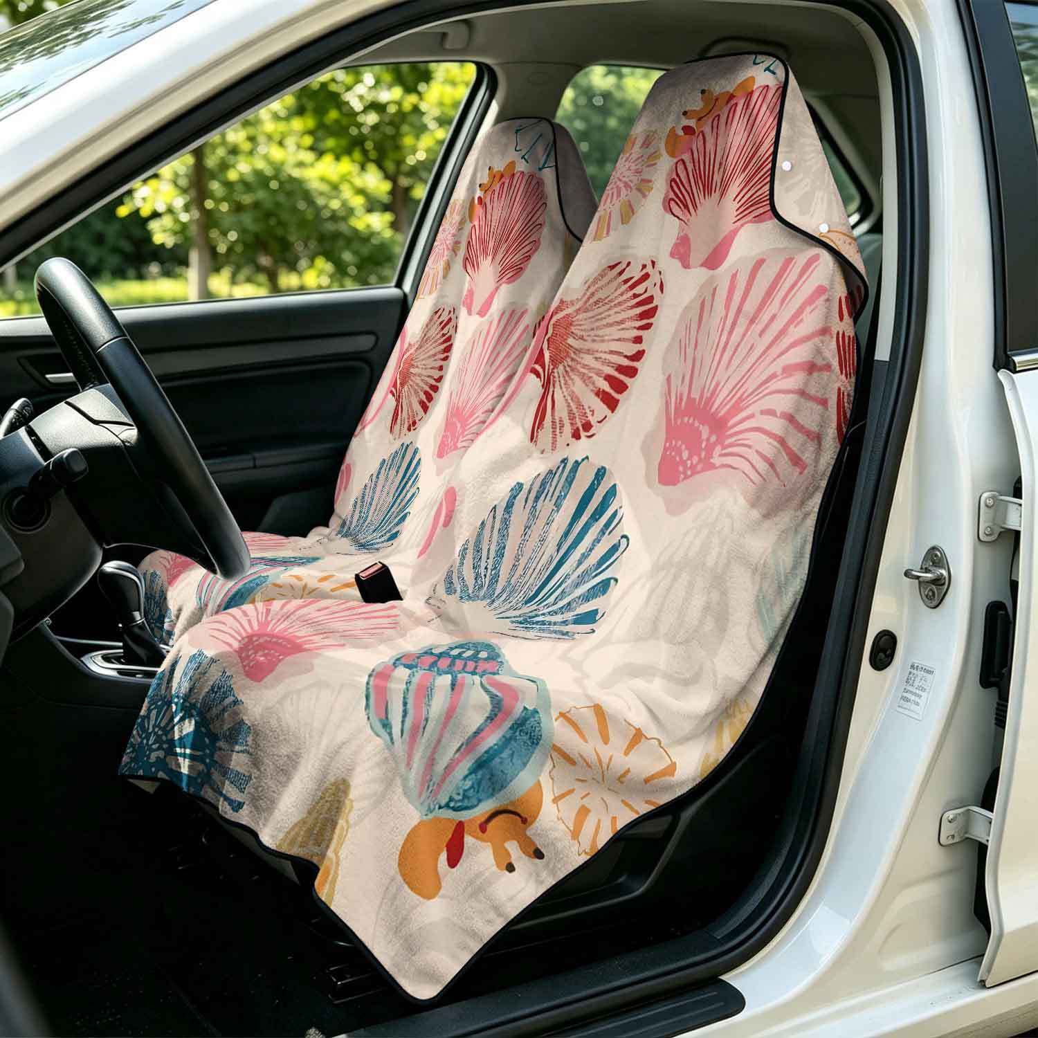 2-piece dual-use car seat cover, ultra-fine fiber, can be used as a beach towel, printed car protective seat cover 13