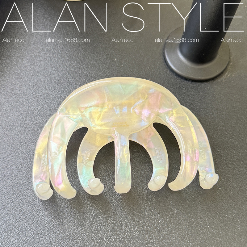 Alan フランス製高級サメ厚みのある春夏アセテートタコヘアクリップ後頭部用大型ヘアクリップ|undefined