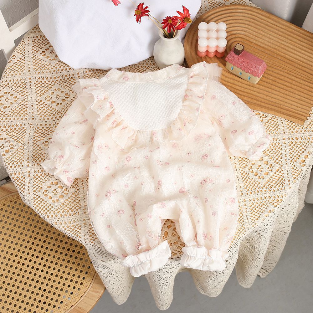 Ropa de una pieza para bebés, ropa de primavera y otoño, bebé recién nacido, princesa súper linda, cien días de luna llena, mameluco de doble capa