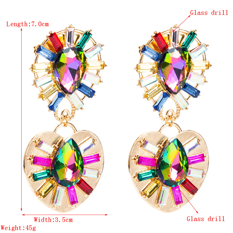 Wholesale Jewelry Water Drop Heart-shaped Alloy Inlaid Glass Diamond Earrings Nihaojewelry display picture 1