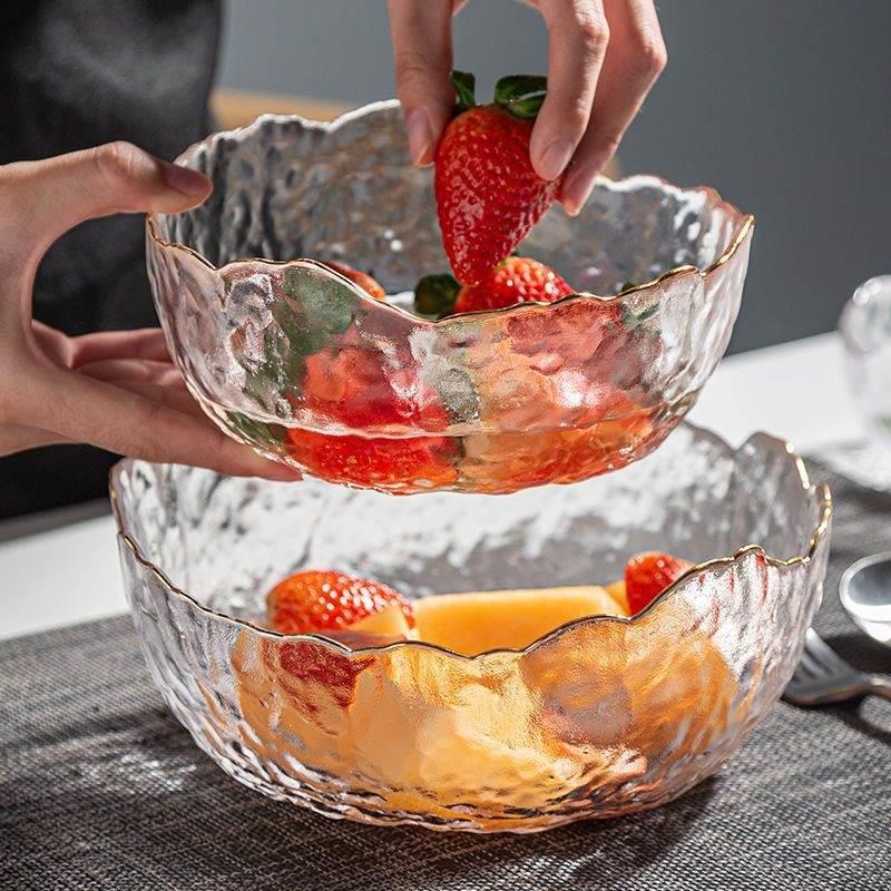 网红玻璃碗盘套餐水果盘创意餐具家用蔬菜沙拉碗网红甜品汤面碗跨