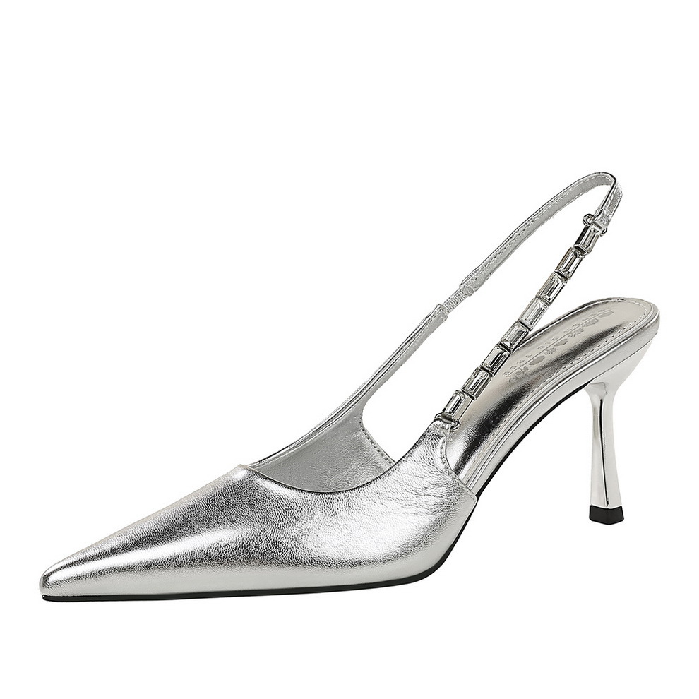 7317-A9 European And American Style Banquet Pointed Toe Rhinestone Backless Thin Heel Single Shoes Women Shallow Mouth_vogvips.com