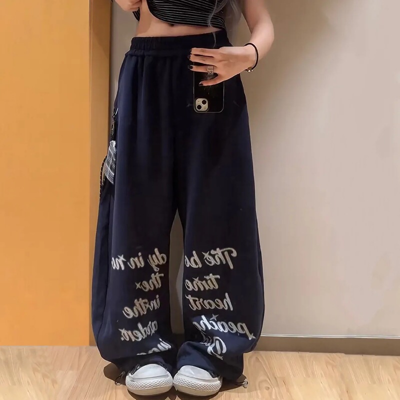 2026 Summer New American Street Dance Hip-Hop Sports Pants for Women, Street-Style Printed Long Pants, Wide-Leg Casual Pants, Trendy 2026 Summer New American Street Dance Hip-Hop Sports Pants for Women, Street-Style Printed Long Pants, Wide-Leg Casual Pants, Trendy