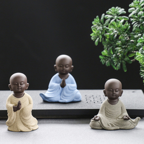 Rockery bonsai micro landscape landscaping car novice tea set tea pet Zen home desktop ceramic little monk ornaments