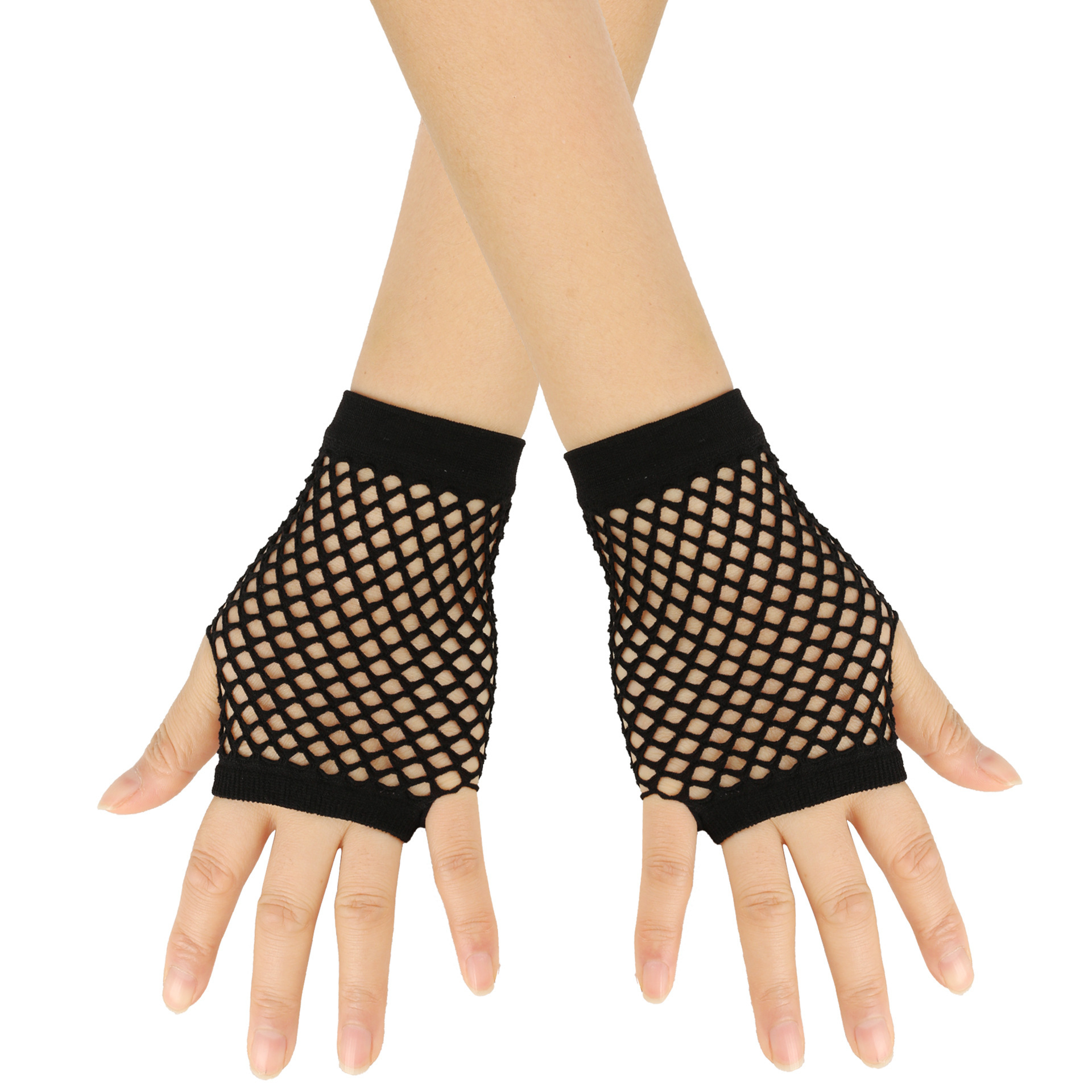 Club nocturno Bungee guantes cortos de red de pesca de verano hueco malla elástica guantes de baile sexy damas guantes de medio dedo
