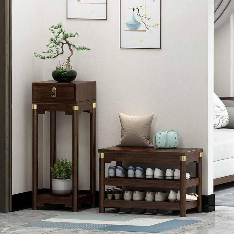 Nuevo estilo chino cambio de zapatos taburete casa puerta usando taburete casa simple taburete largo puede sentarse zapato estante zapato tienda zapato prueba de heces