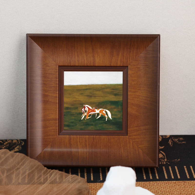Vintage wide-edge faux wood picture frame, modern light luxury horse painting decorative frame for living room and bedroom, tabletop or wall-mounted picture frame Vintage wide-edge faux wood picture frame, modern light luxury horse painting decorative frame for living room and bedroom, tabletop or wall-mounted picture frame