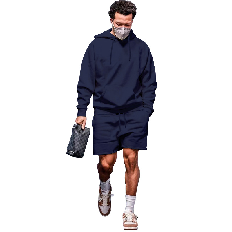 Transfronterizo 2023 Amazon Otoño e Invierno nuevos hombres sueltos traje con capucha casual todo-juego fleece forrado pareja traje hombres