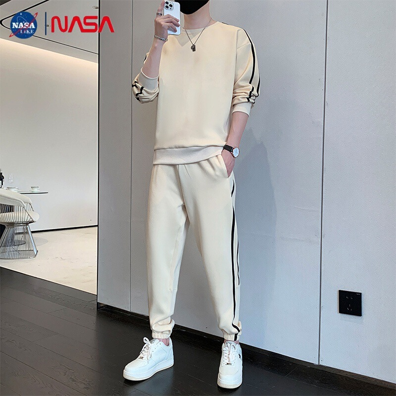 NASA Autumn and Winter Handsome Casual Sports Suit Men's Spring & Fall Clothes Round Neck Sweatpants Fashionable Two-piece Set