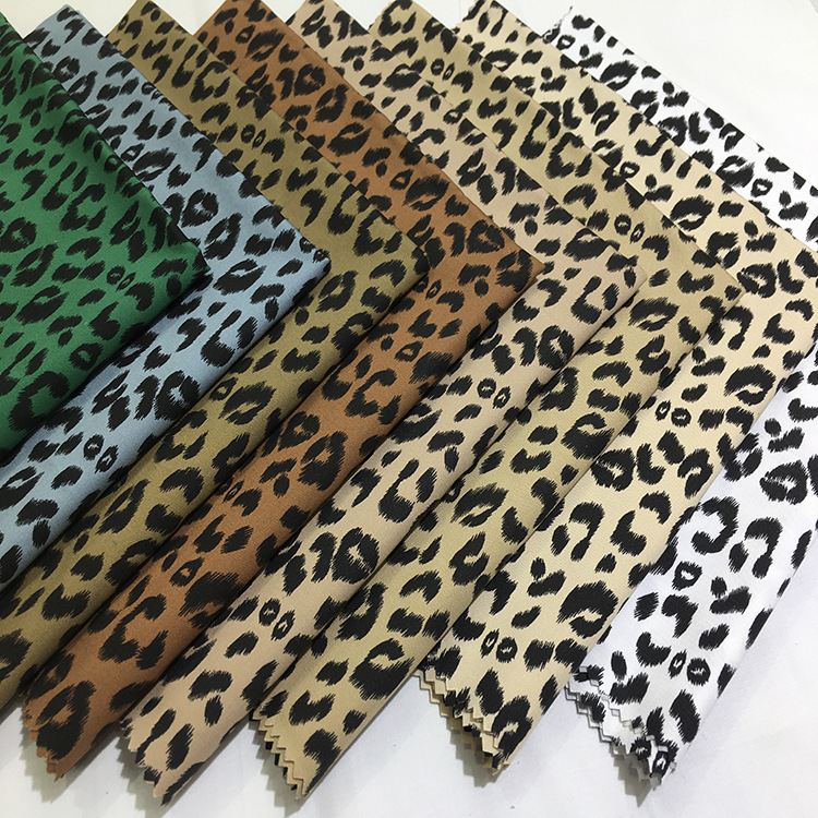 Fábrica directa 100 tela de algodón elástica 4 vías malla elástica leopardo vestido