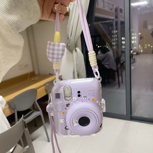 Mini12 Transparent Mobile Phone Case Instax Crystal Hard Shell Camera Protection Chain