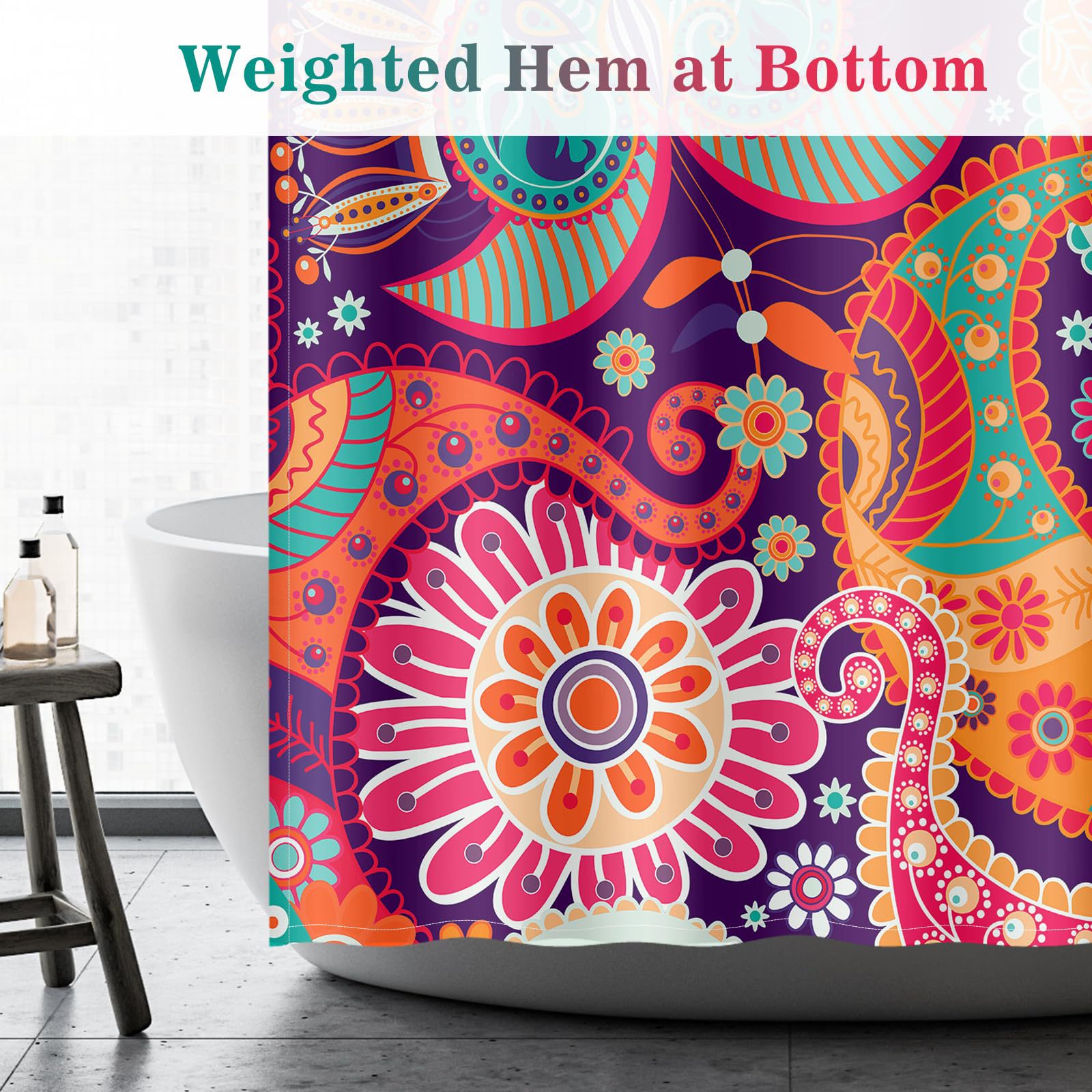 Curtain, set, boho style, flowered