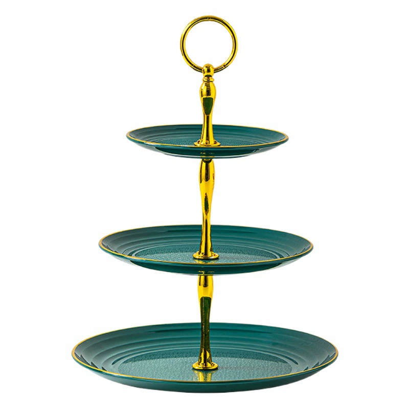 Фруктовая тарелка в европейском стиле Трехслойный диспенсер Пластиковая тарелка для сухофруктов Тарелка для свадебного торта Пномпень Фруктовая тарелка Легкая Роскошная подставка для торта