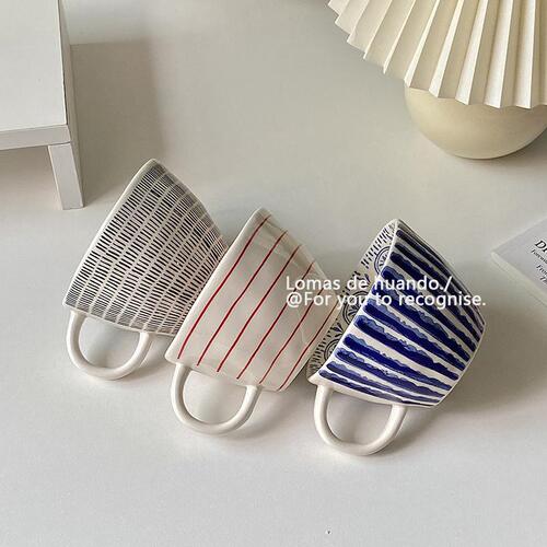 Ins style retro hand-kneaded irregular ceramic mug coffee cup oatmeal breakfast cup milk cup yogurt soy milk