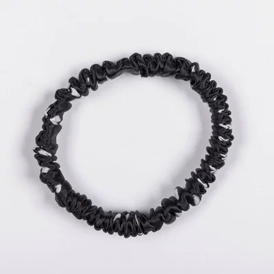Saç üçün rezinlər, Fashion Hair Rope Mulberry Silk - black-and-white-dots-16-mmi