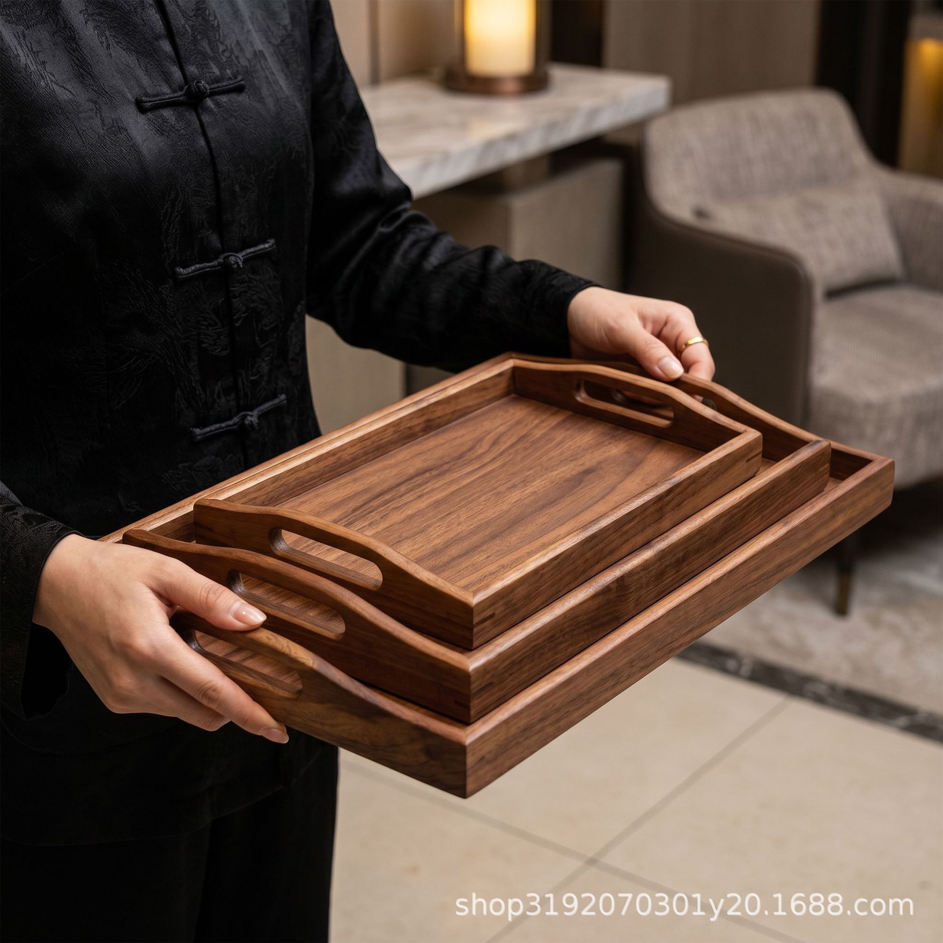 bandeja de nuez bandeja de té rectangular bandeja de té de estilo japonés bandeja de té de estilo nórdico bandeja de madera