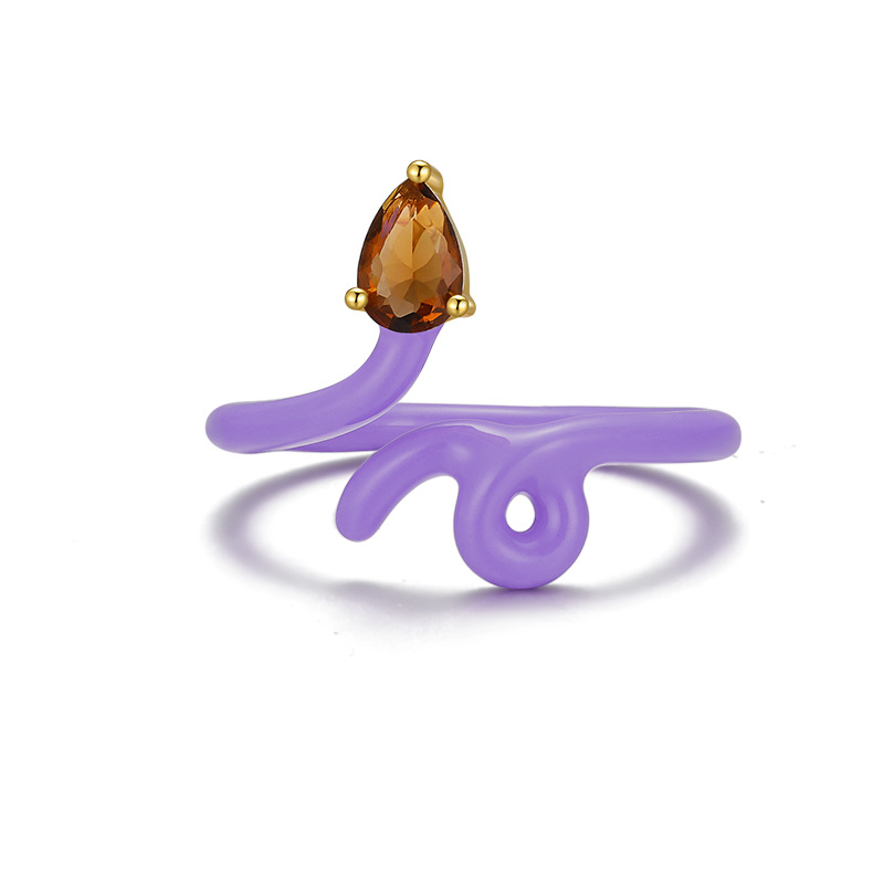 Fashion Solid Color Sterling Silver Inlay Zircon Rings 1 Piece