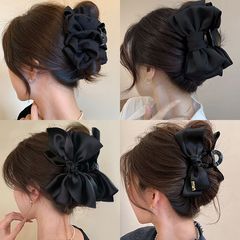 高級ブラックバブルリボンヘアピン、大きなサイズで髪のボリュームを増やし、後頭部に髪をまとめるシャーククリップヘアアクセサリー