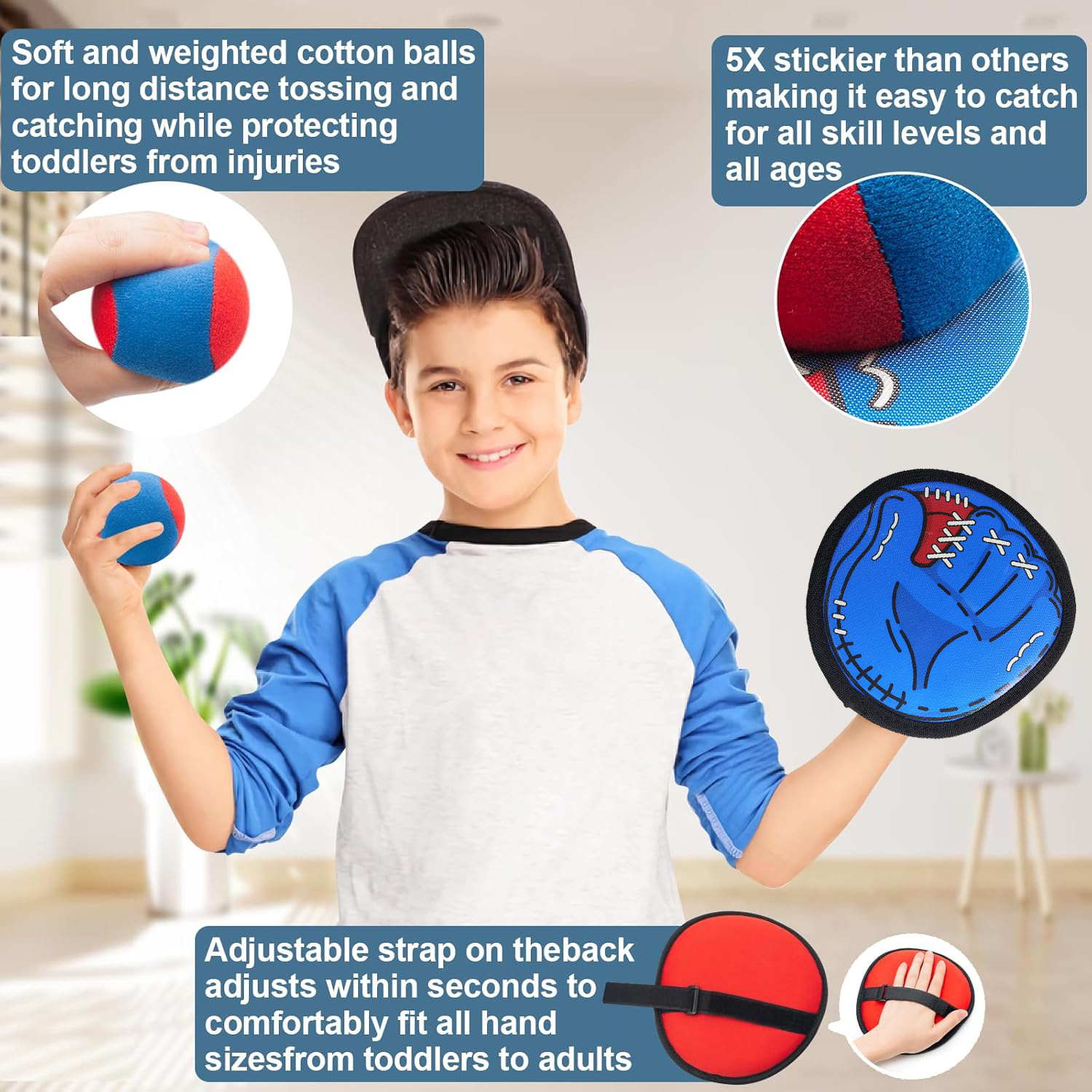 Transfronterizo Amazon lanza bolas de tiro pegajoso béisbol Velcro Guantes de captura Juegos al aire libre para niños Juguetes deportivos