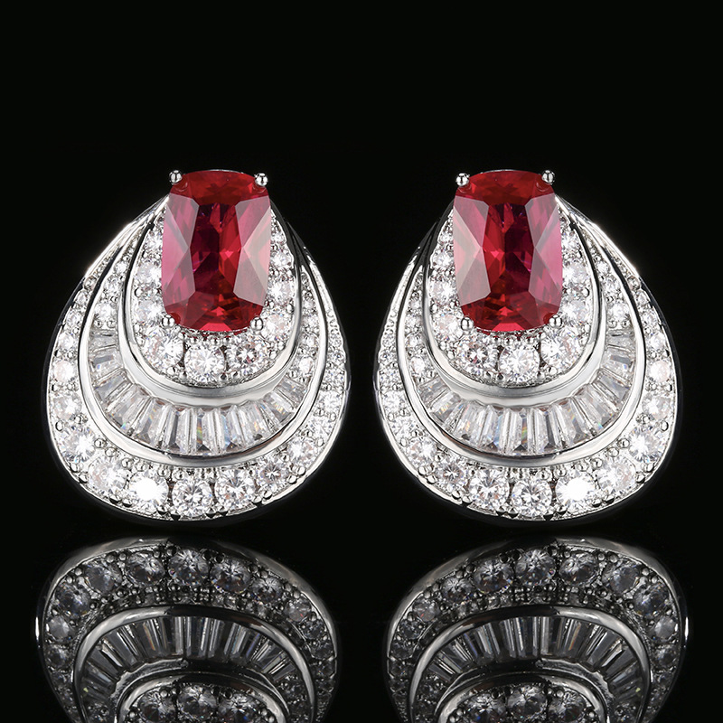 Palace style earrings jewelry jewelry zircon earrings ruby temperament retro all-match new ladies senior wholesale