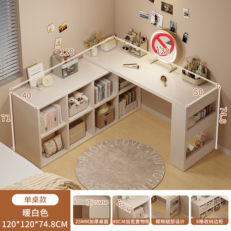 Escritorio de computadora esquina estantería para el hogar escritorio integrado dormitorio de niñas escritorio de aprendizaje en forma de L mesa de cola retráctil