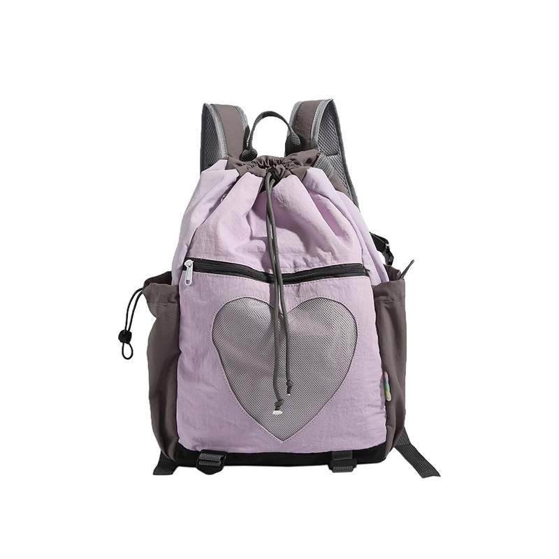 Mochila de mujer de color de contraste de moda coreana, linda mochila escolar con cordón de estilo occidental, mochila de viaje de montaña de gran capacidad
