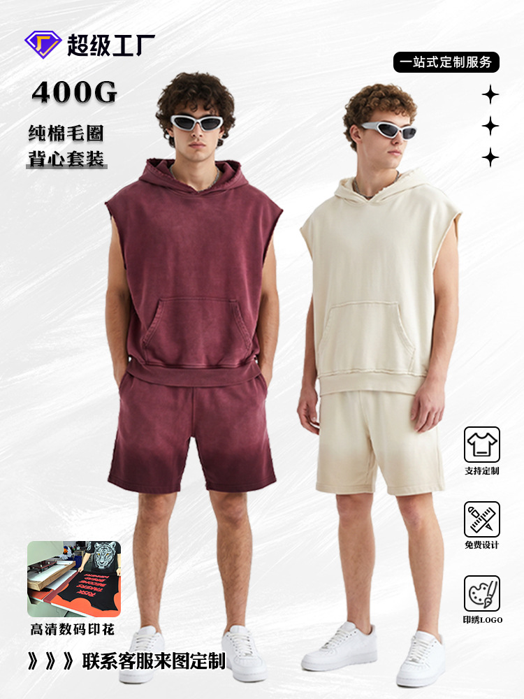 Camiseta sin Mangas de Algodón para Hombre 400g, Transpirable y de Secado Rápido, para Deportes