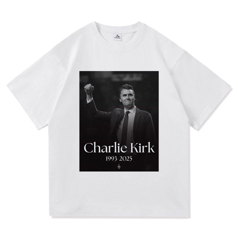 2025外贸新款Charlie Kirk自由T恤时尚男/女原宿美学字母印花T恤|undefined
