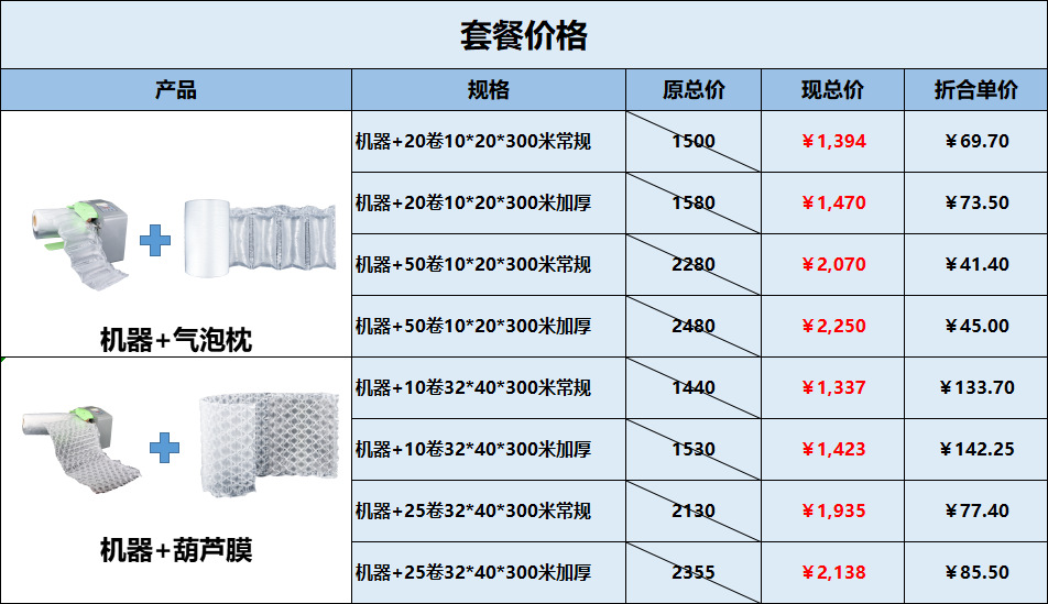 机器套餐价格含单价