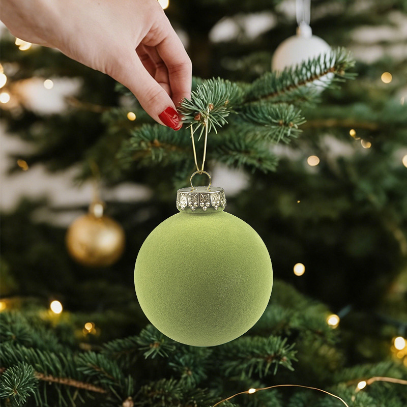 Bolas de Navidad multicolores flocado fabricantes de bolas de Navidad árbol de Navidad colgando bolas de decoración de vacaciones en stock al por mayor image 5