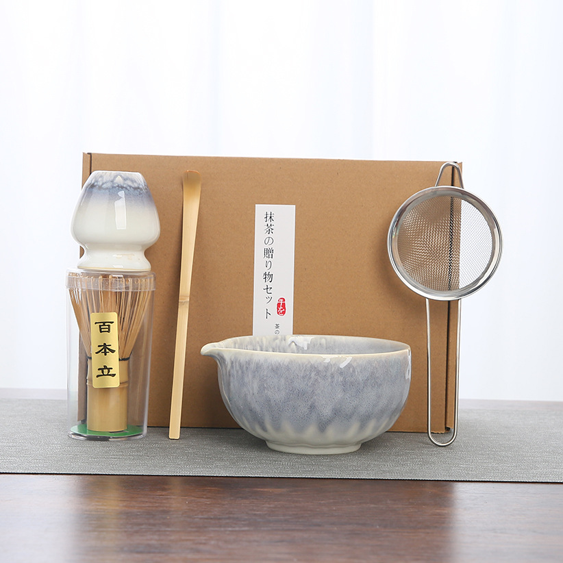 Juego de matcha degradado de matcha de estilo japonés exclusivo transfronterizo, cepillo de té Baibenli, juego de 5 piezas de herramientas de té de la dinastía Song