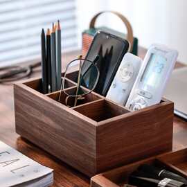 黑胡桃木实木桌面钥匙首饰遥控器杂物收纳盒子玄关茶几客厅收纳盒