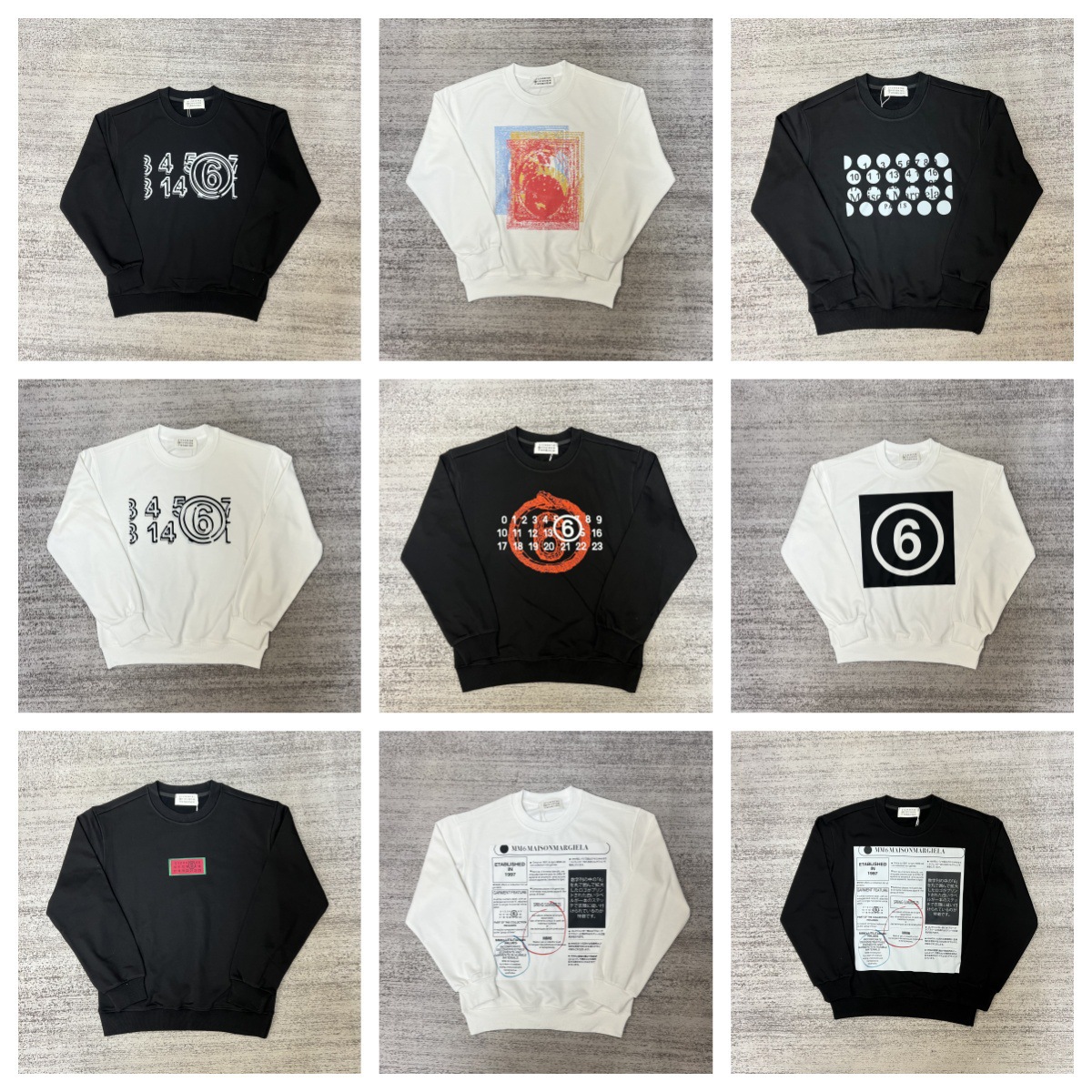Cross-Border Maison Margiela Mm6 High-Quality Embroidered Letter Round-Neck Long-Sleeve Terry Sweatshirt for Men