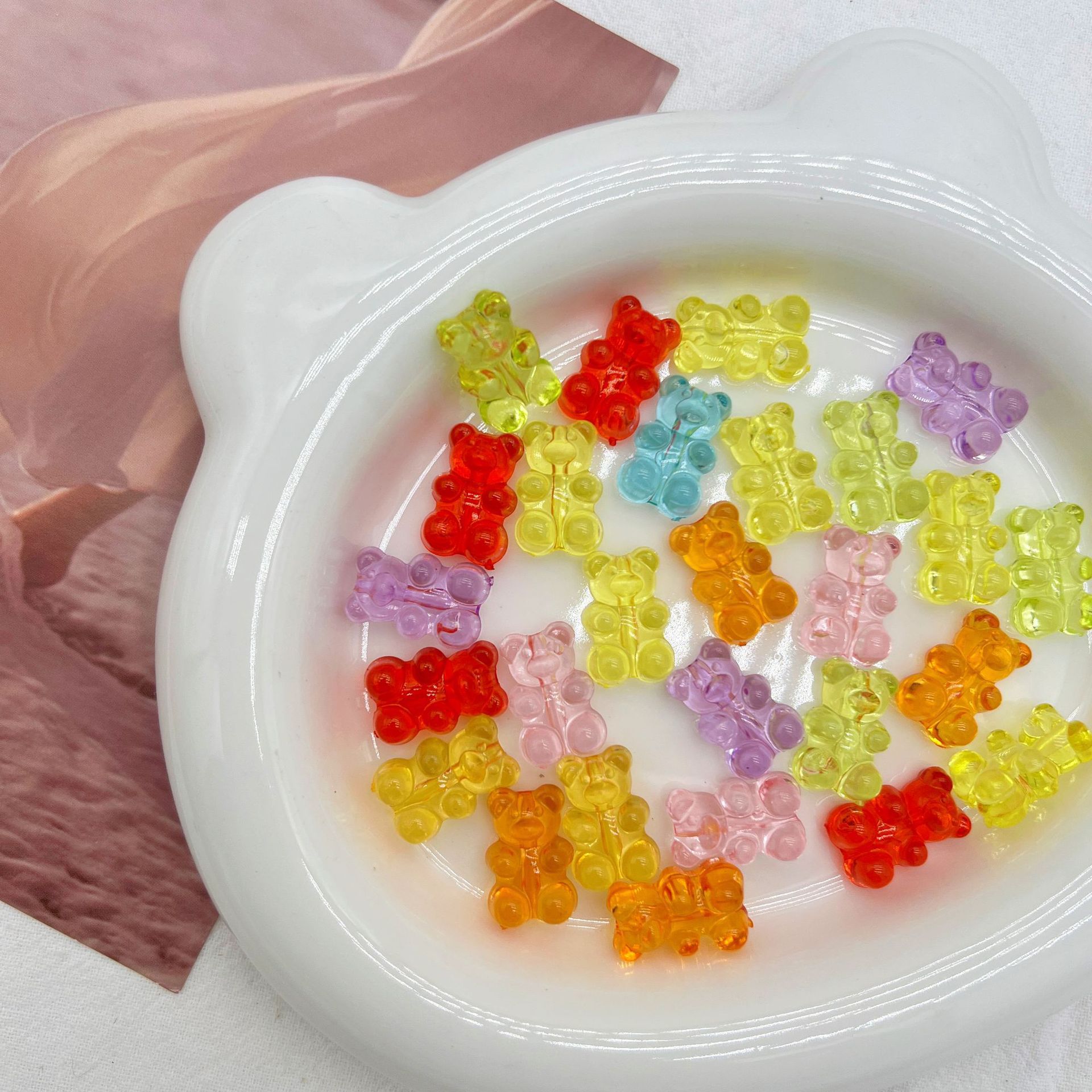 Mixto de dibujos animados lindos color mezclado arco de garra de panda con forma especial con pegamento de crema DIY caso de teléfono móvil