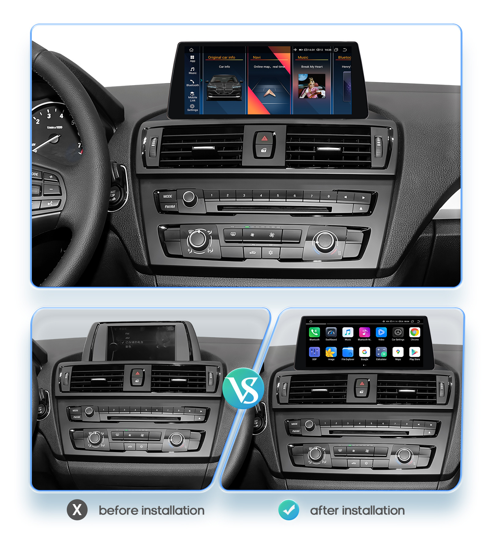 10.25inch Hd Large Screen Suitable for 12-16 Bmw 1 Series F20 F21 Android Car Navigator Gps